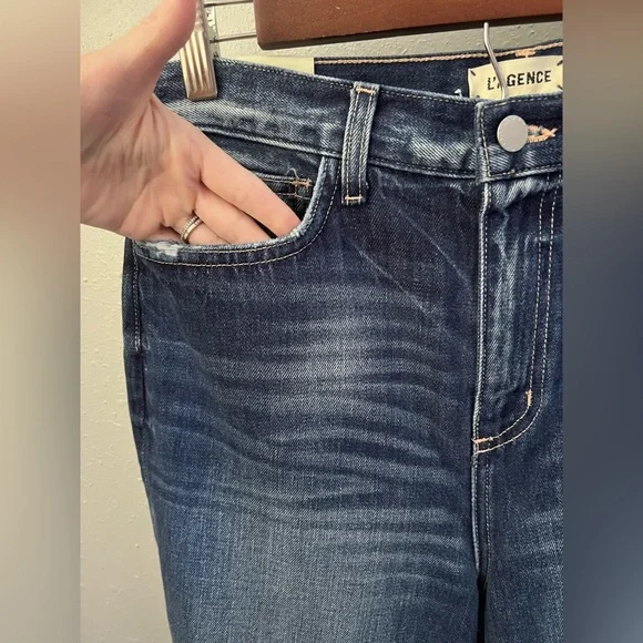 New L'AGENCE Adele Rigid Stovepipe High Rise Crop Jeans in Newberry Size 28